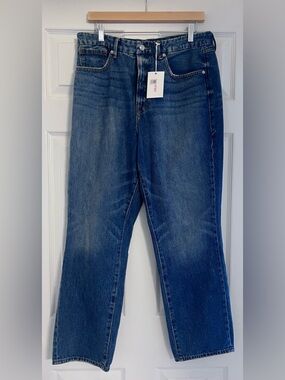 Good American Classic Midwash Blue Straight-Leg Jeans